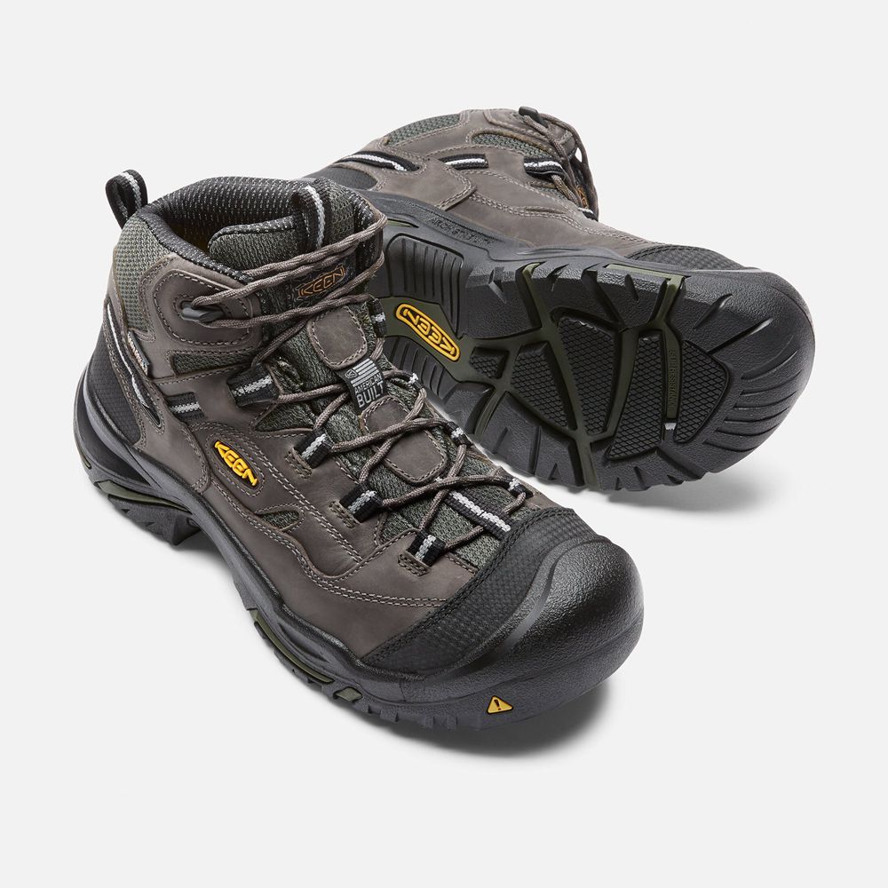 Botte de Travail Keen Homme Noir Marron | Braddock Waterproof Mid (Steel Toe) | MUNTQ-4397